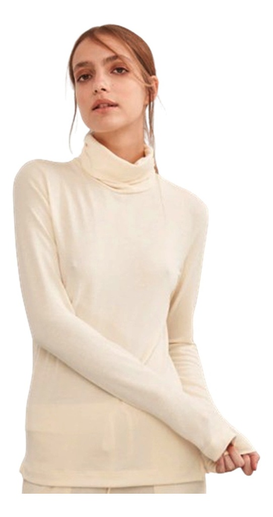 Polera De Microfibra Cuello Alto Manga Larga Cal19 Silvana